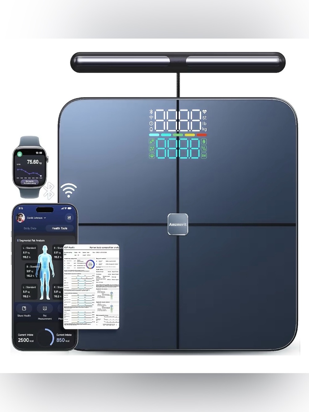 Smart Scale for Body Weight, 8-Electrode Larger Platform Digital Scale